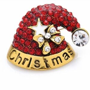 Vintage Rhinestone Christmas Hat Brooch For Women
